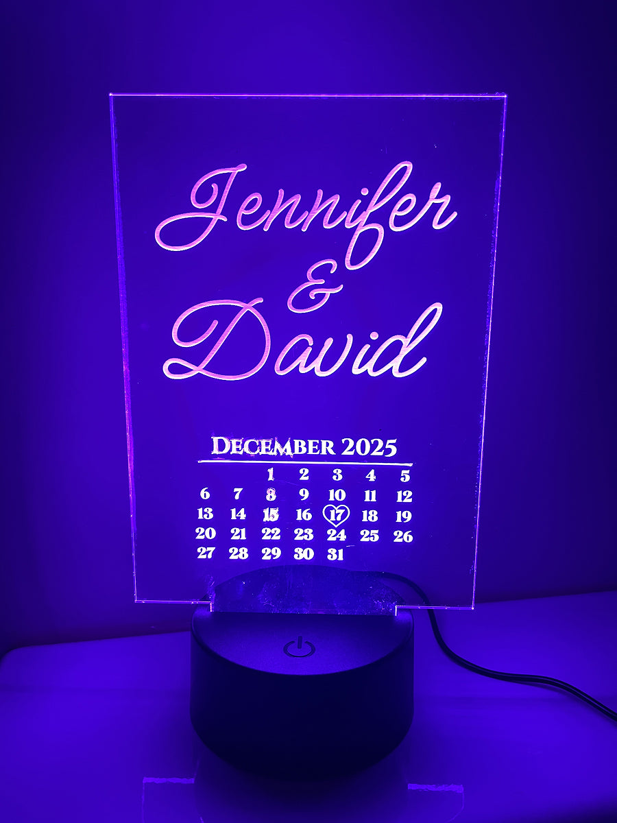 Acrylic LED Calendar Lamp